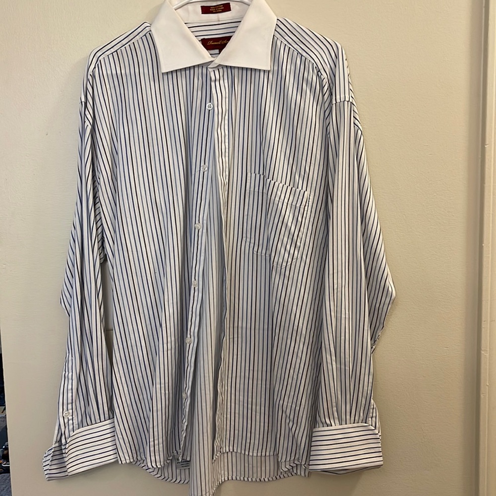 Wide collar French cuff dress shirt